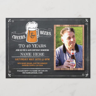 Chalk Cheers & Beers Anniversaire Invitation photo