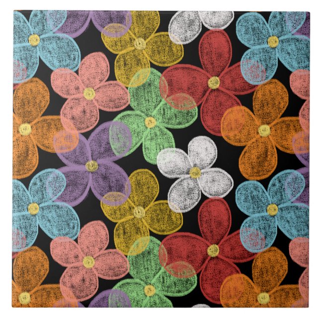 Chalk Daisies Fliese (Vorderseite)