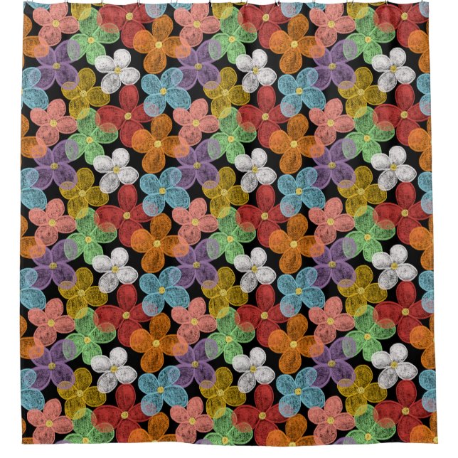 Chalk Daisies Pocket Folder Duschvorhang (Vorderseite)
