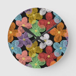 Chalk Daisies Runde Wanduhr