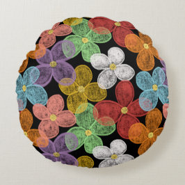 Chalk Daisies Rundes Kissen