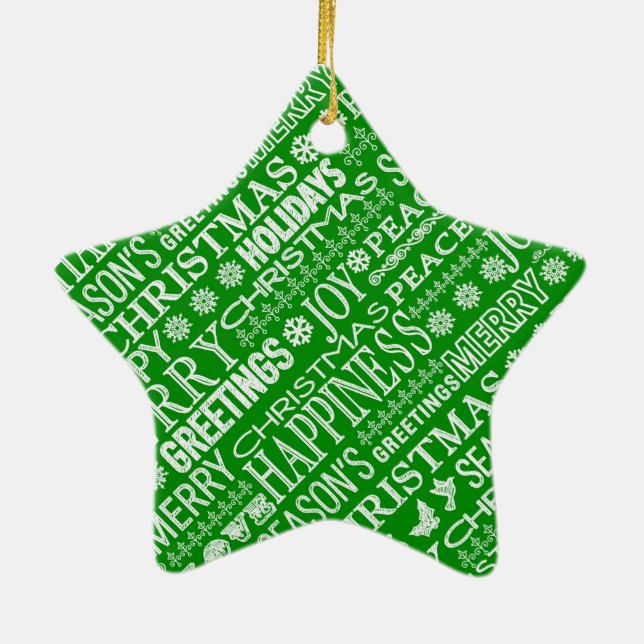 Chalk Drown Weihnachtsgrün und Weiß Keramik Ornament (Hinten)