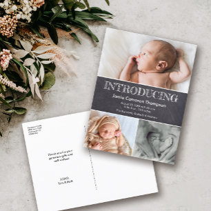 Chalk Einführung Baby Fotos Geburtserklärung Ankündigungspostkarte