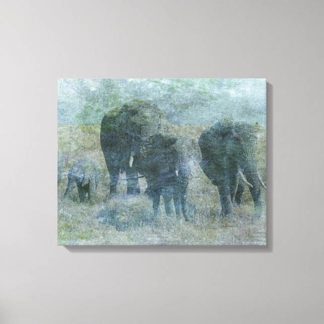 Chalk Elephants Leinwanddruck (Vorderseite)