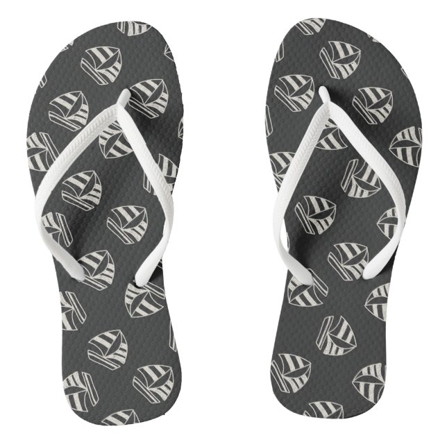 Chalk Gezeichnet Segelbootmuster Flip Flops (Fußbett)