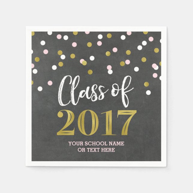 Chalk Gold Pink Confetti Class of 2017 Abschluss Serviette (Vorderseite)