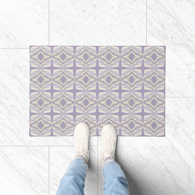 Chalk Gray Lavender Octagon Star Geometric Design Fußmatte (Indoor)