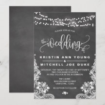 Chalk Hanging Lights und Hochzeitseinladung
