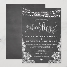 Chalk Hanging Lights und Hochzeitseinladung Einladung