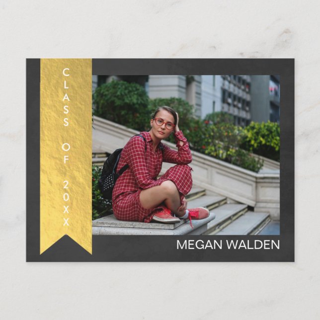 Chalk & Imitats Gold Foil Graduat Danke Postkarte (Vorderseite)