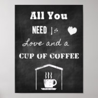 Chalk Inspirational Zitat über Liebe und Kaffee