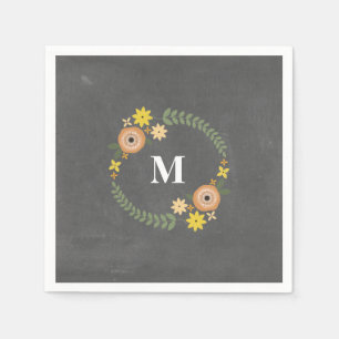 Chalk Inspiriert Monogram Wreath Wedding Napkins Serviette