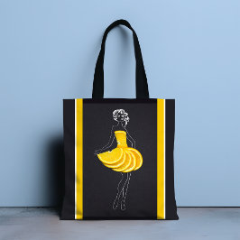Chalk Line Art Woman Tropisches Orange Tasche