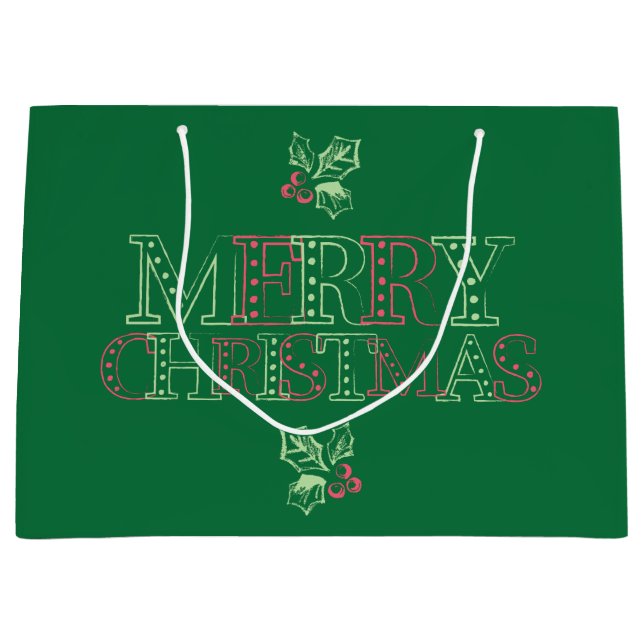 Chalk Mistletoe Pattern Große Geschenktüte (Vorderseite)