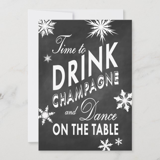 Chalk Nouvel An pour boire du Champagne Invitation (Devant)