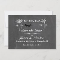 Chalk Palm Trees & Flugzeug Zielort Save the Date