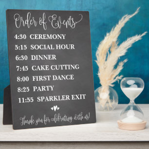 Chalk-Reihenfolge der Veranstaltungen Hochzeitspla Fotoplatte