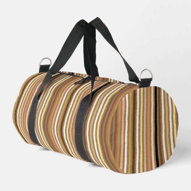 Chalk Streifen, Camel Tan, Braun und Beige Duffle Bag (Linke Seite)