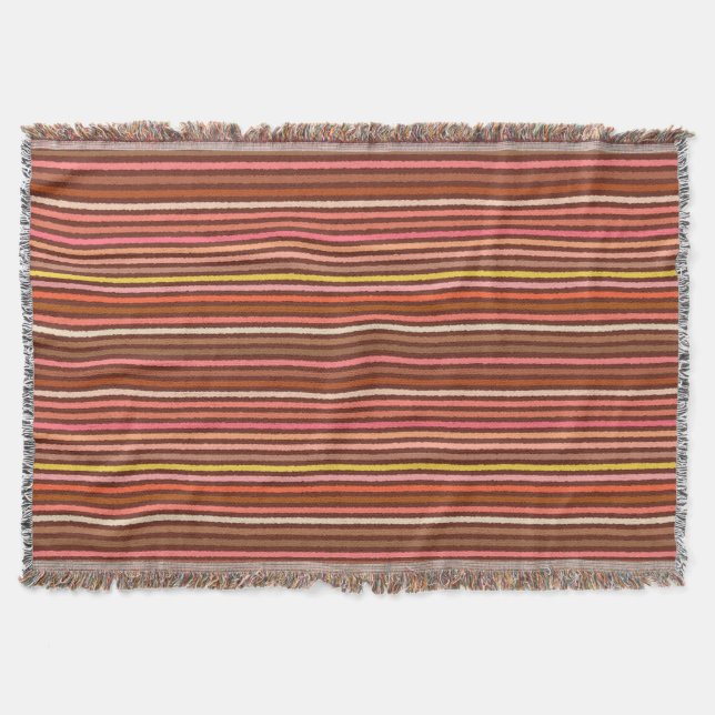 Chalk Streifen - Schokolade braun und Korallen Decke (Vorderseite)