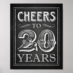 Chalk Style BIS 20 JAHRE Signieren Poster