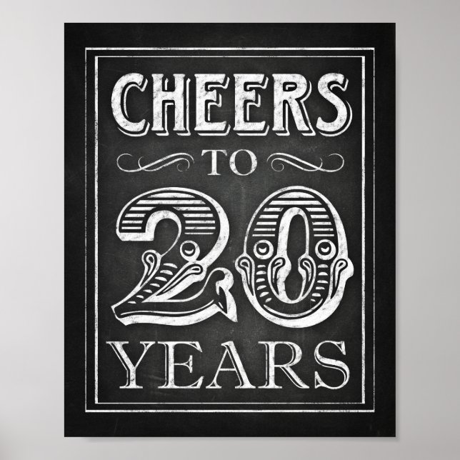 Chalk Style BIS 20 JAHRE Signieren Poster (Vorne)