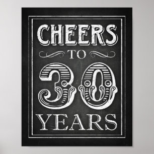Chalk Style BIS 30 JAHRE Signieren Poster
