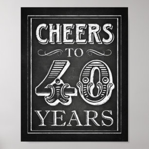 Chalk Style BIS 40 JAHRE Zeichendruck Poster