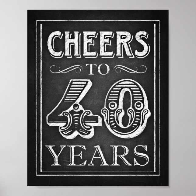 Chalk Style BIS 40 JAHRE Zeichendruck Poster (Vorne)