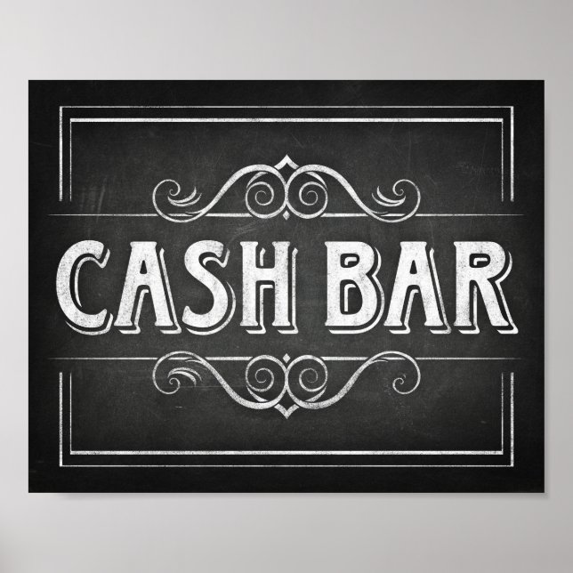 Chalk Style CASH BAR signieren Poster (Vorne)