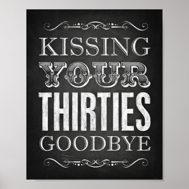 Chalk Style KISSING IHRE DRITTE GUT drucken Poster (Vorne)