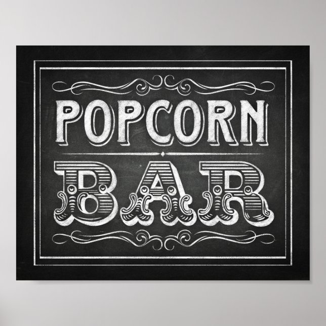 Chalk Style POPCORN BAR signieren Poster (Vorne)