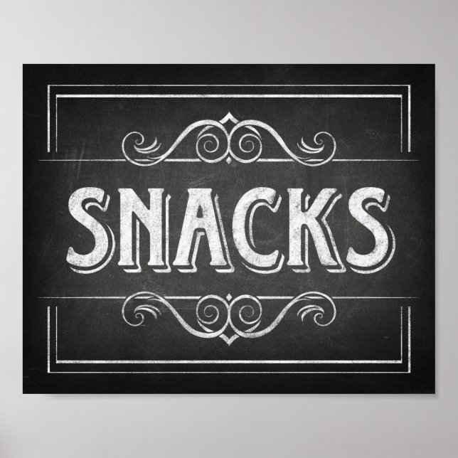 Chalk Style SNACKS Signieren Print Poster (Vorne)