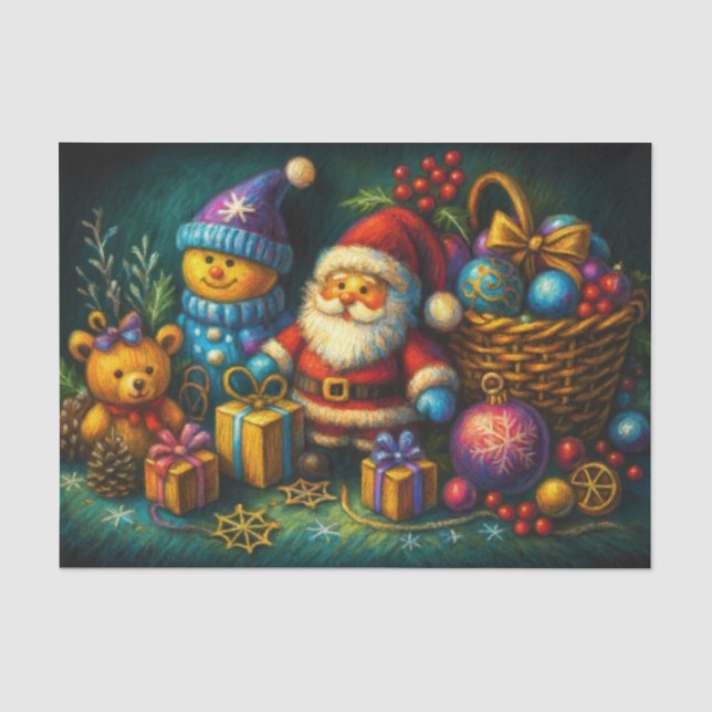 Chalk Zeichne Niedliche Weihnachtsspielzeuge Ornam Seidenpapier (Vorderseite)