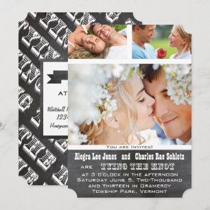 Chalkboad Photo Typographie Mariage Invitations