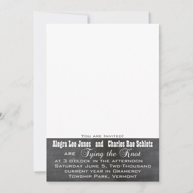 Chalkboad Photo Typography Wedding Invitations Einladung (Vorderseite)