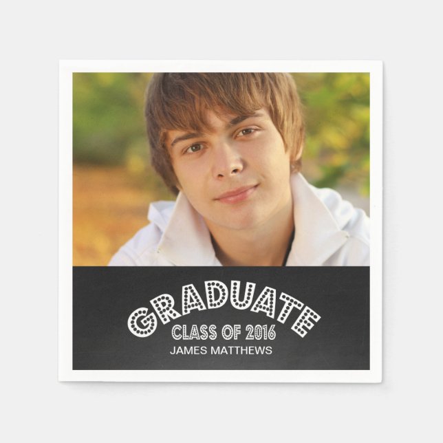 CHALKBOARD 2016 GRADUATION PARTY PAPER NAPKINS SERVIETTE (Vorderseite)