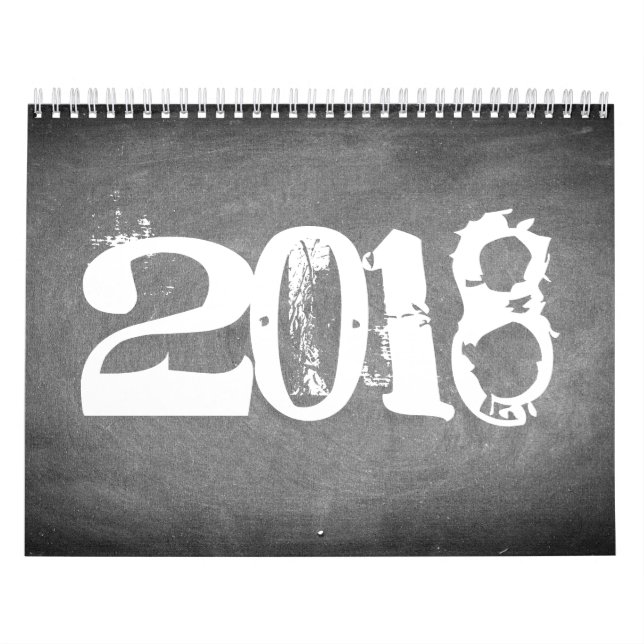 Chalkboard 2018 - Schwarzer und Weißer Text Kalender (Titelbild)