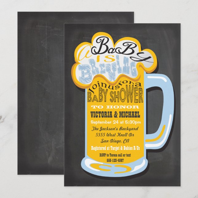 Chalkboard A Baby Breet Baby Shower Invites Einladung (Vorne/Hinten)