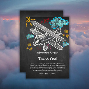 Chalkboard Adventure erwartet Airplane Baby Shower Dankeskarte