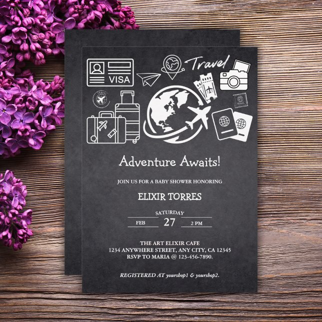 Chalkboard Adventure erwartet Baby Shower Einladung (Von Creator hochgeladen)
