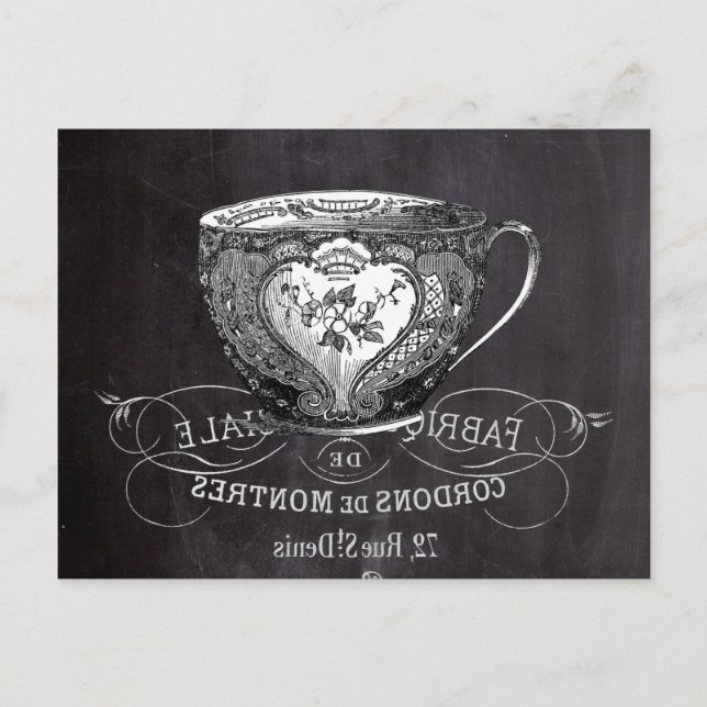 Chalkboard Alice im Wunderland Tee-Party-Tee-Tee Einladungspostkarte (Vorderseite)
