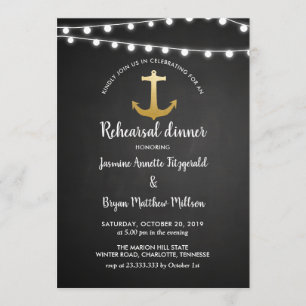 Chalkboard Anchor Imitate Gold Fossil Probe Abende Einladung