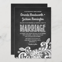 Chalkboard and Lace Rustic Wedding Einladung