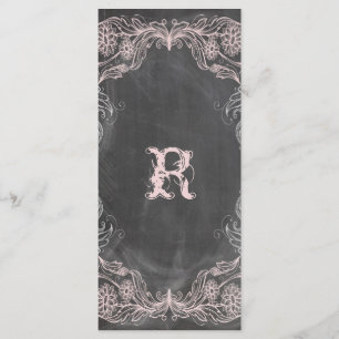 Chalkboard Antike rosa Flora Programm Rackkarte