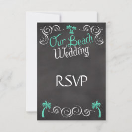 Chalkboard Aquamarin Beach Wedding Matching UAWG A RSVP Karte