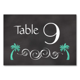 Chalkboard Aquamarin Beach Wedding Tischnummer