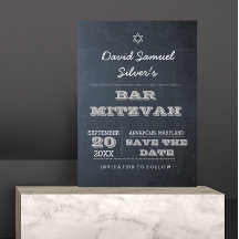 Chalkboard Argent Bar Mitzvah Enregistrer la carte