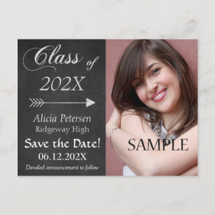 Chalkboard Arrow Save the Date Abschluss Postkarte