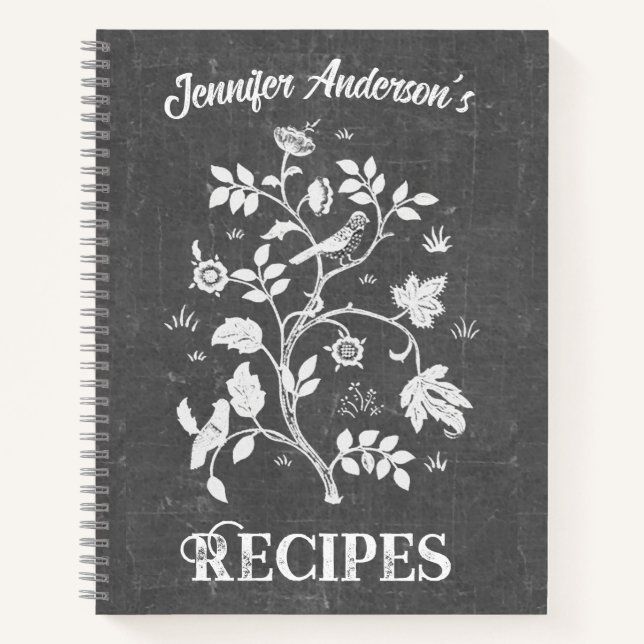 Chalkboard Art Nouveau Rezept Notebook Notizbuch (Vorderseite)