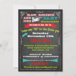 Chalkboard Baby Announction Sip and See Invites Einladung